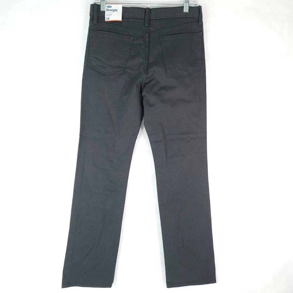Old Navy Straight Built In Flex Tough Pants Grey Charles Boy's Sz 16 Adjustable‎